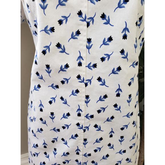 Draper James Shift Dress Women Size 2 White Blue Floral Puff Sleeve Pullover - Picture 11 of 12